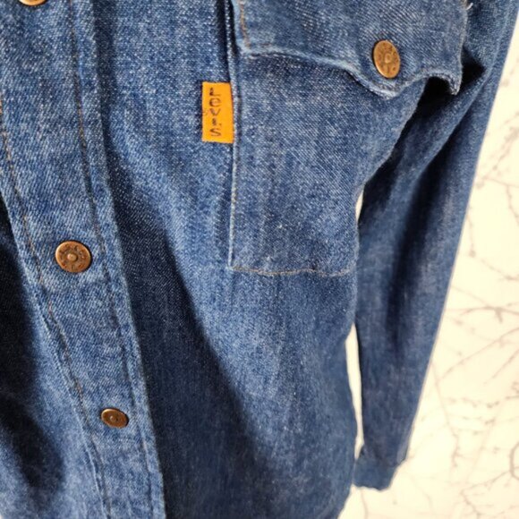 Levi's VTG Dark Wash Orange Tab Button Front Western Shirt - Picture 2 of 6